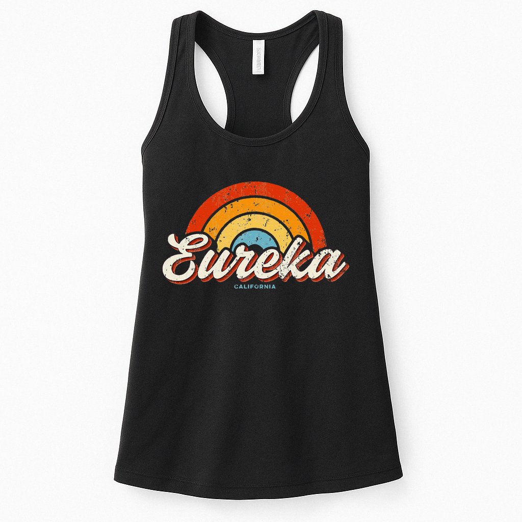 Eureka California Ca Vintage Rainbow Retro 70s Womens Tank Top