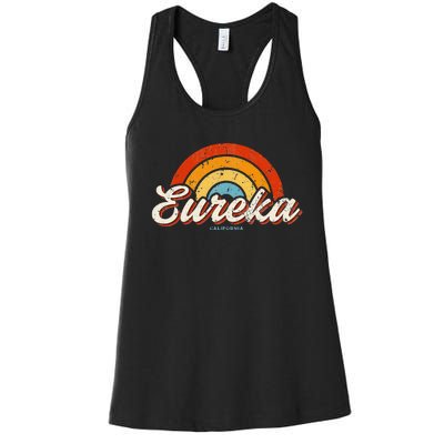 Eureka California Ca Vintage Rainbow Retro 70s Women's Racerback Tank