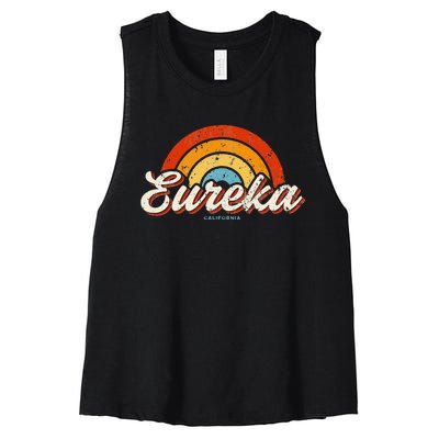 Eureka California Ca Vintage Rainbow Retro 70s Women's Racerback Cropped Tank