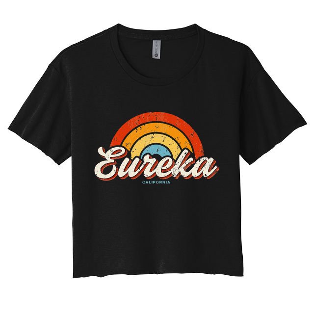 Eureka California Ca Vintage Rainbow Retro 70s Crop Top