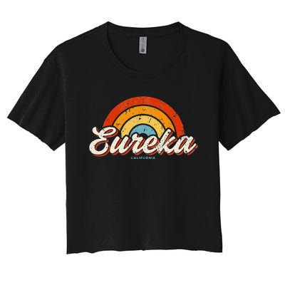 Eureka California Ca Vintage Rainbow Retro 70s Women's Crop Top Tee