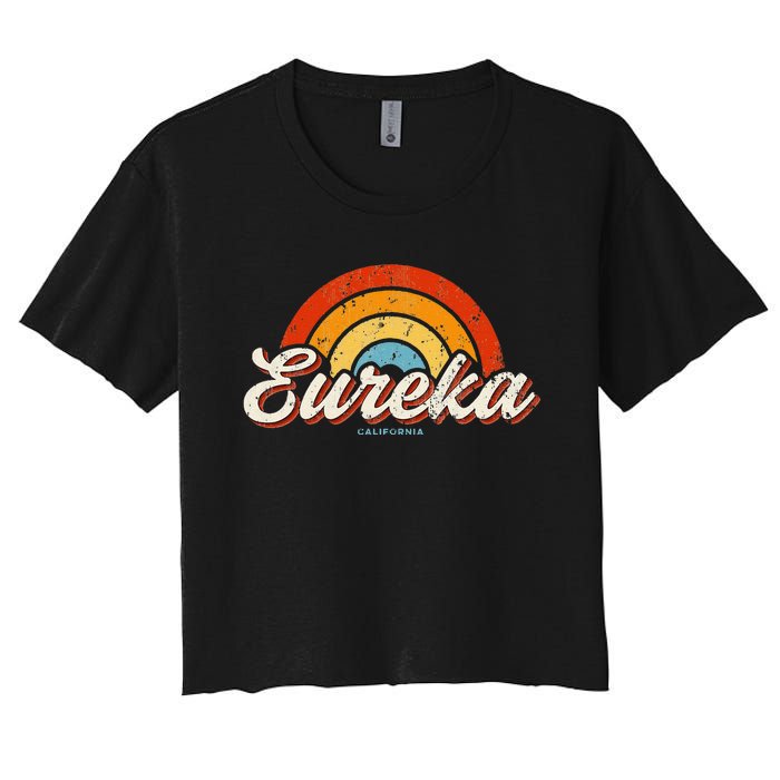 Eureka California Ca Vintage Rainbow Retro 70s Women's Crop Top Tee