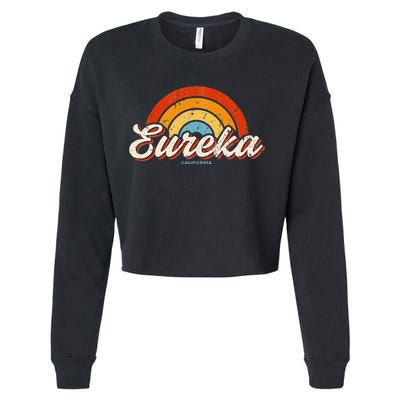 Eureka California Ca Vintage Rainbow Retro 70s Cropped Pullover Crew