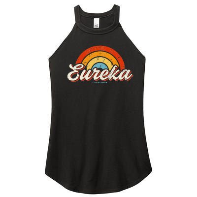 Eureka California Ca Vintage Rainbow Retro 70s Women's Perfect Tri Rocker Tank