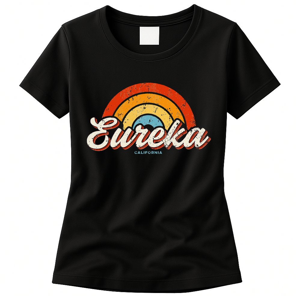 Eureka California Ca Vintage Rainbow Retro 70s Womens T-Shirt