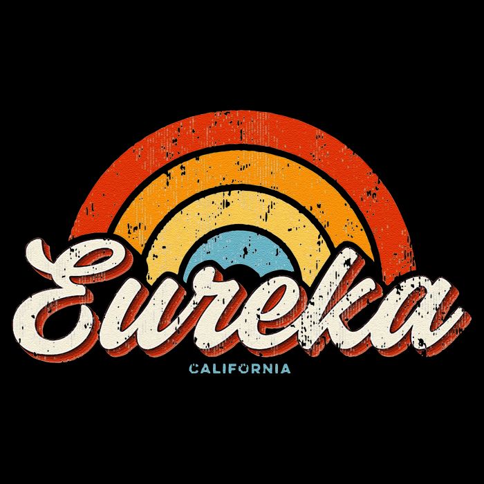 Eureka California Ca Vintage Rainbow Retro 70s Womens T-Shirt