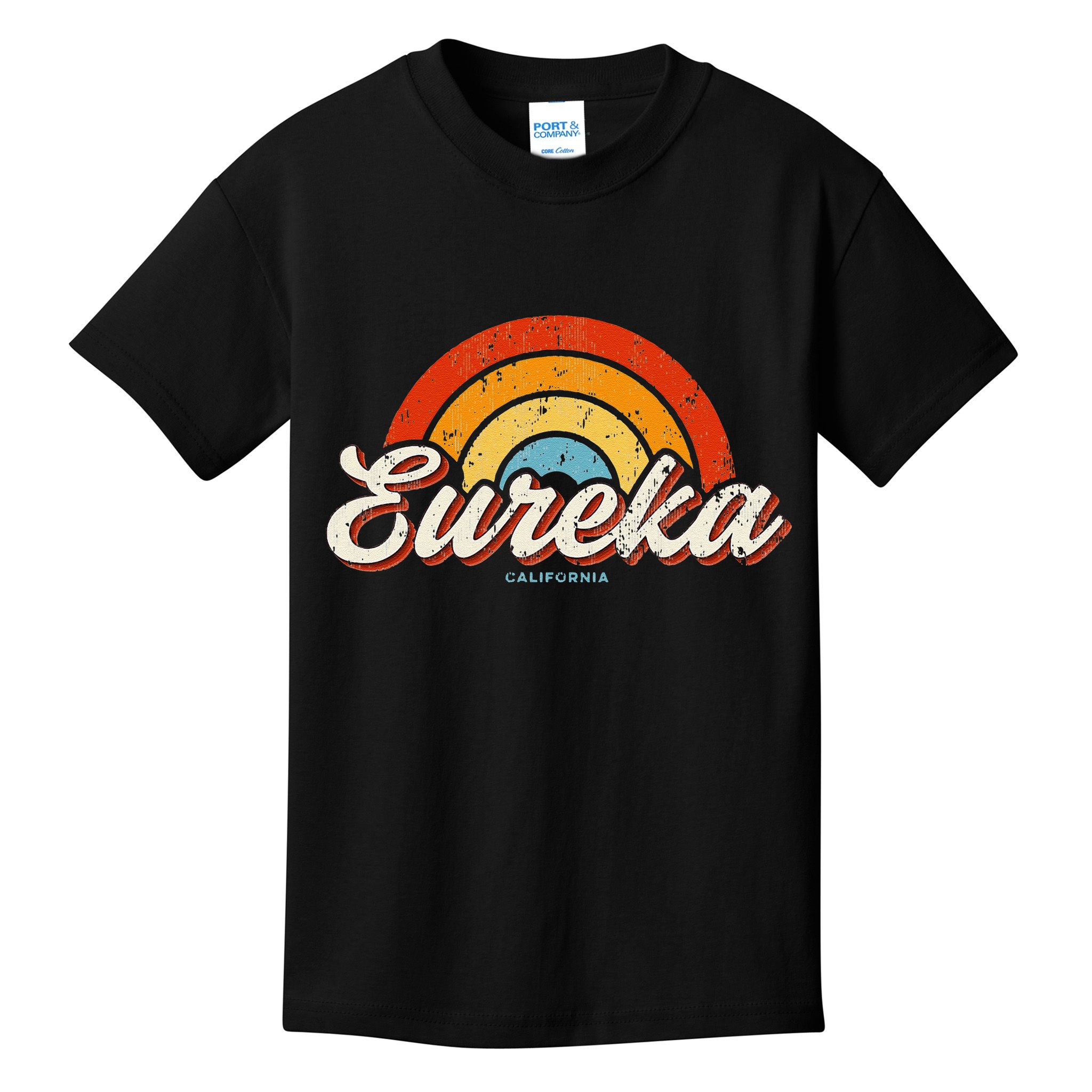 Eureka California Ca Vintage Rainbow Retro 70s Kids T-Shirt