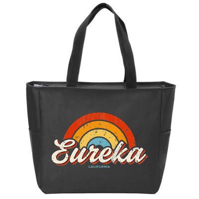 Eureka California Ca Vintage Rainbow Retro 70s Zip Tote Bag