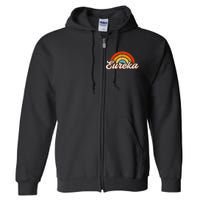 Eureka California Ca Vintage Rainbow Retro 70s Full Zip Hoodie