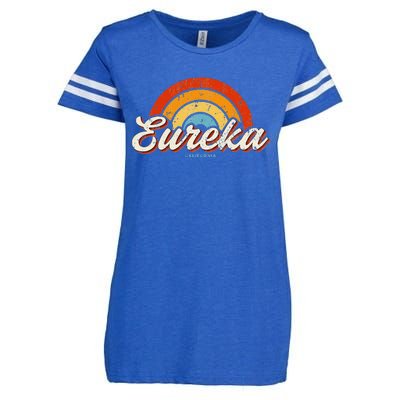 Eureka California Ca Vintage Rainbow Retro 70s Enza Ladies Jersey Football T-Shirt