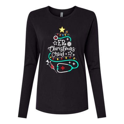 ER Christmas Crew Emergency Room Nurse ER Techs Secretary Womens Cotton Relaxed Long Sleeve T-Shirt