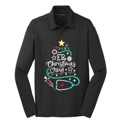 ER Christmas Crew Emergency Room Nurse ER Techs Secretary Silk Touch Performance Long Sleeve Polo