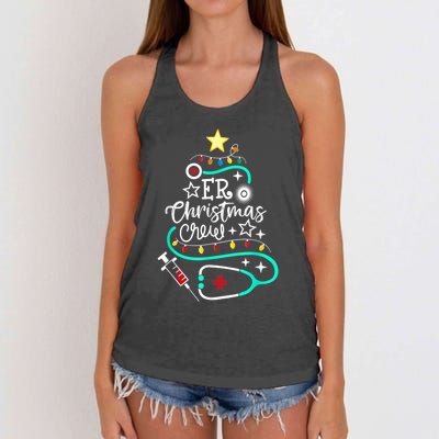 ER Christmas Crew Emergency Room Nurse ER Techs Secretary Women's Knotted Racerback Tank