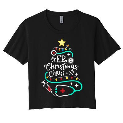 ER Christmas Crew Emergency Room Nurse ER Techs Secretary Women's Crop Top Tee