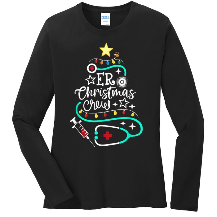 ER Christmas Crew Emergency Room Nurse ER Techs Secretary Ladies Long Sleeve Shirt