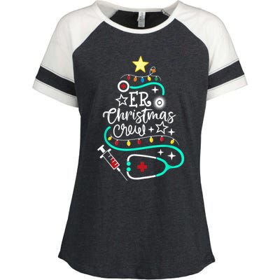 ER Christmas Crew Emergency Room Nurse ER Techs Secretary Enza Ladies Jersey Colorblock Tee