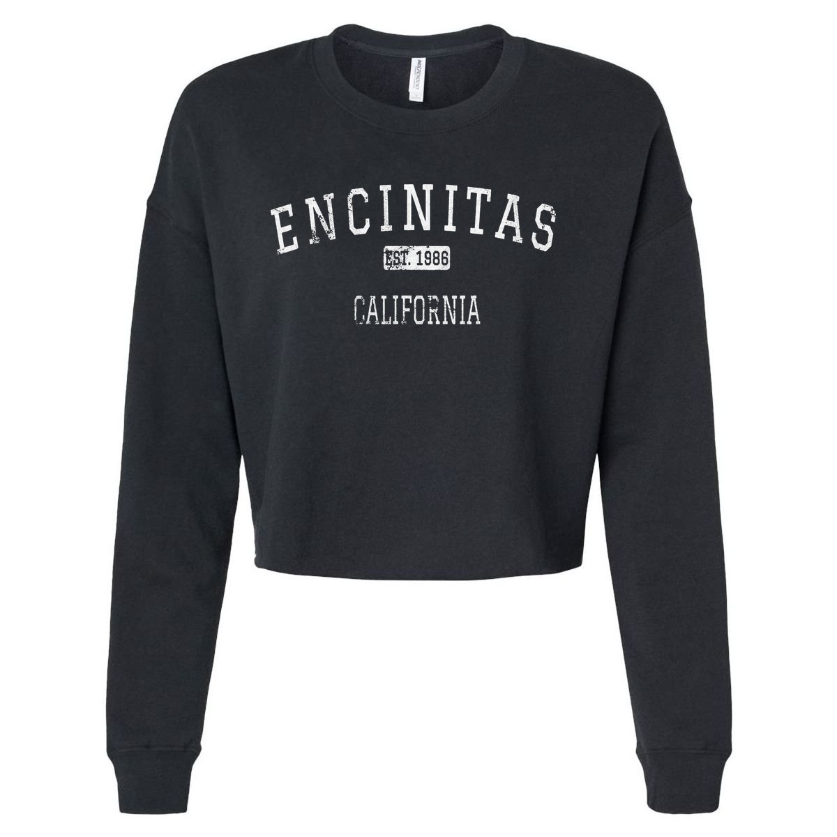 Encinitas California CA Vintage stage athletic style Cropped Pullover Crew