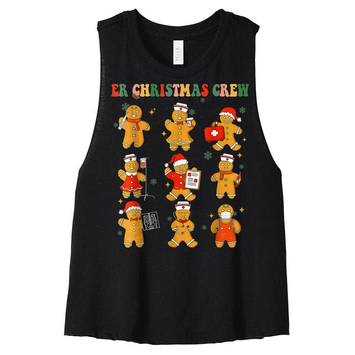 ER Christmas Crew Gingerbread Nurse Christmas Nursing School Women's Racerback Cropped Tank