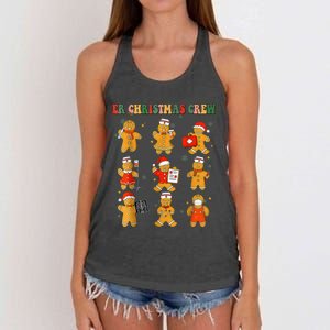 ER Christmas Crew Gingerbread Nurse Christmas Nursing School Women's Knotted Racerback Tank