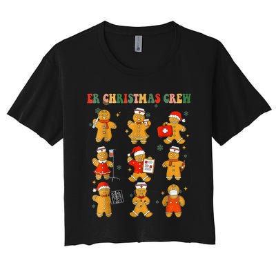 ER Christmas Crew Gingerbread Nurse Christmas Nursing School Women's Crop Top Tee