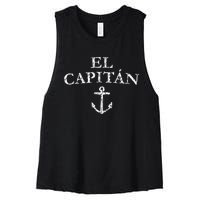 El Capitan Captain Anchor Boat & Sail Women's Racerback Cropped Tank