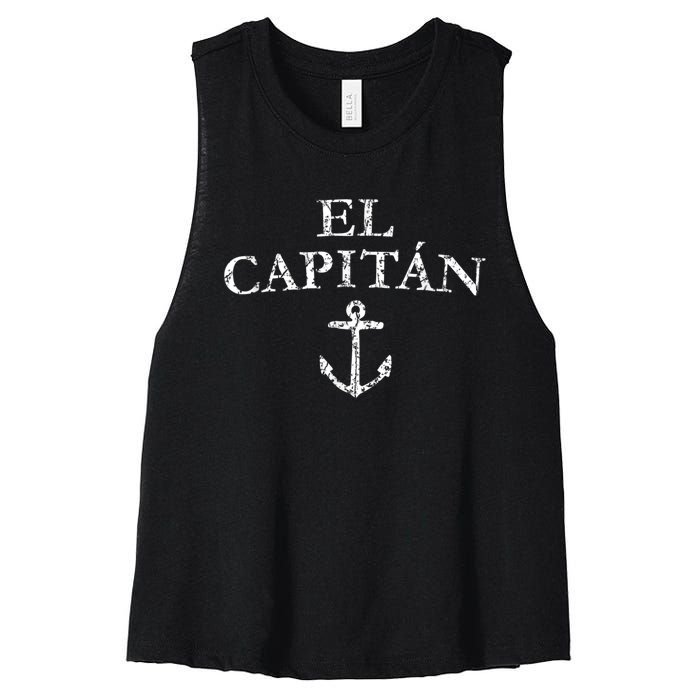 El Capitan Captain Anchor Boat & Sail Women's Racerback Cropped Tank