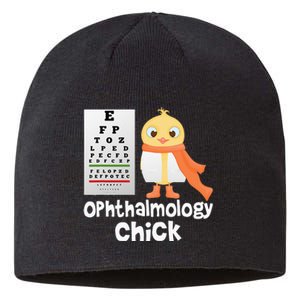 Eye Chart Cute Ophthalmology Optician Chick Sustainable Beanie