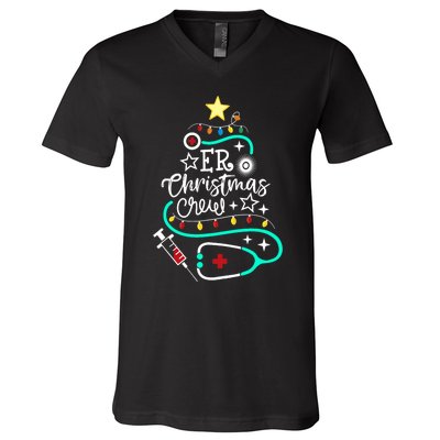 Er Christmas Crew Emergency Room Nurse Er Techs Secretary V-Neck T-Shirt