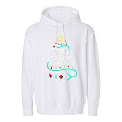 Er Christmas Crew Emergency Room Nurse Er Techs Secretary Garment-Dyed Fleece Hoodie