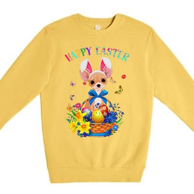 Easter Cute Chihuahua Dog Lover Gifts Bunny Eggs Easter Premium Crewneck Sweatshirt