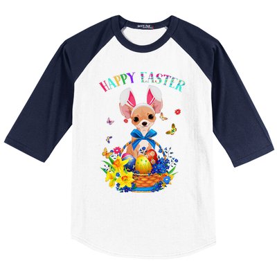 Easter Cute Chihuahua Dog Lover Gifts Bunny Eggs Easter Baseball Sleeve Shirt