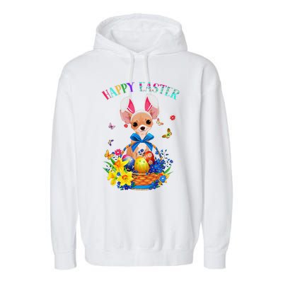 Easter Cute Chihuahua Dog Lover Gifts Bunny Eggs Easter Garment-Dyed Fleece Hoodie