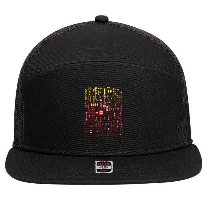 Engineer Computer Circuit Board Engineering CPU Binary 7 Panel Mesh Trucker Snapback Hat