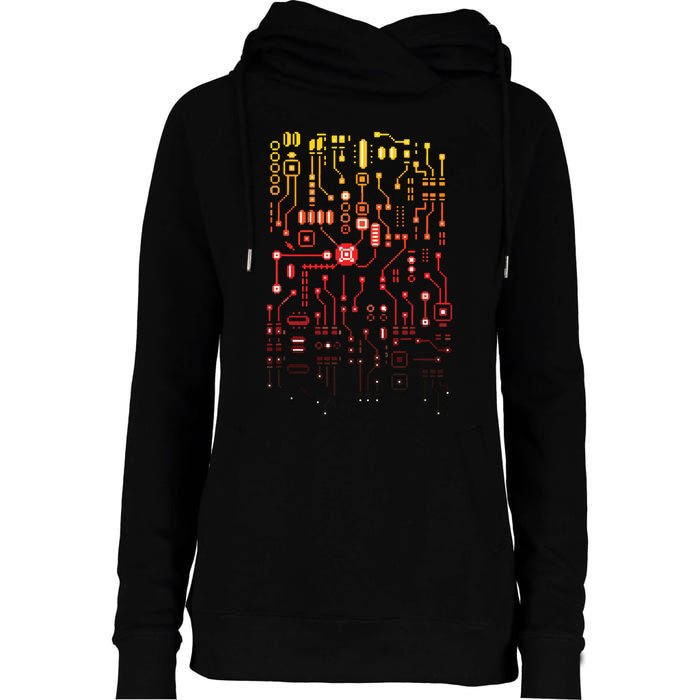 Engineer Computer Circuit Board Engineering CPU Binary Womens Funnel Neck Pullover Hood