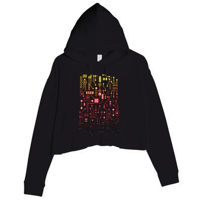Engineer Computer Circuit Board Engineering CPU Binary Crop Fleece Hoodie