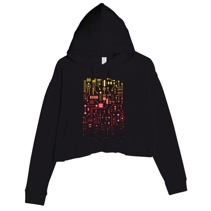 Engineer Computer Circuit Board Engineering CPU Binary Crop Fleece Hoodie