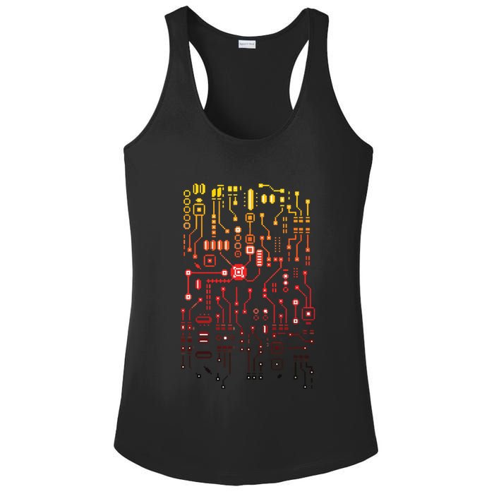 Engineer Computer Circuit Board Engineering CPU Binary Ladies PosiCharge Competitor Racerback Tank