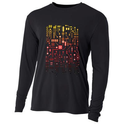 Engineer Computer Circuit Board Engineering CPU Binary Cooling Performance Long Sleeve Crew