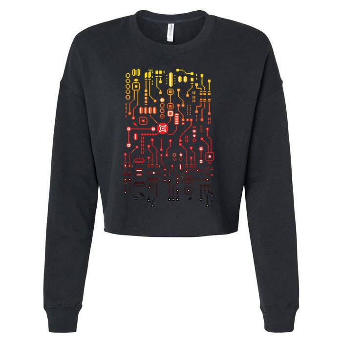 Engineer Computer Circuit Board Engineering CPU Binary Cropped Pullover Crew
