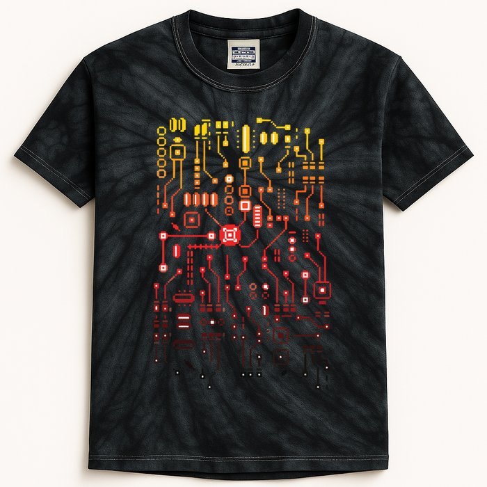 Engineer Computer Circuit Board Engineering CPU Binary Kids Tie-Dye T-Shirt