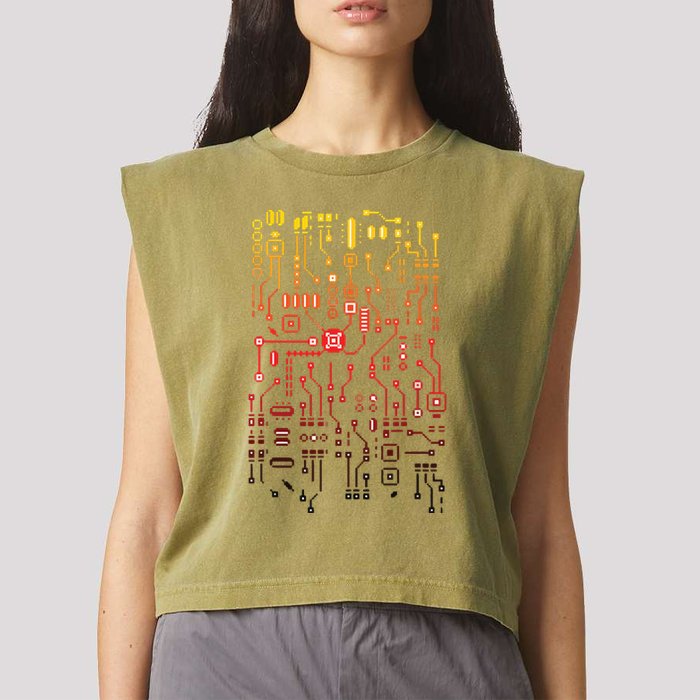 Engineer Computer Circuit Board Engineering CPU Binary Garment-Dyed Women's Muscle Tee