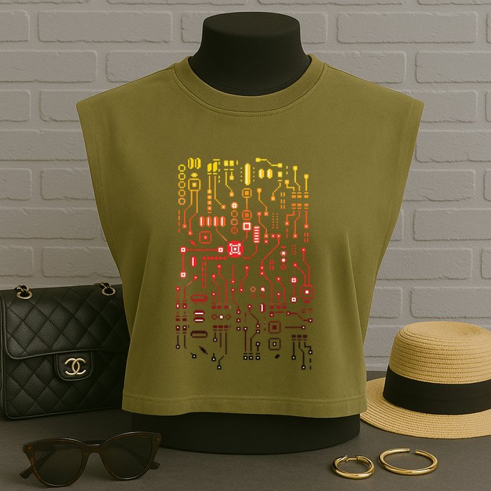 Engineer Computer Circuit Board Engineering CPU Binary Garment-Dyed Women's Muscle Tee