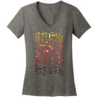 Engineer Computer Circuit Board Engineering CPU Binary Women's V-Neck T-Shirt