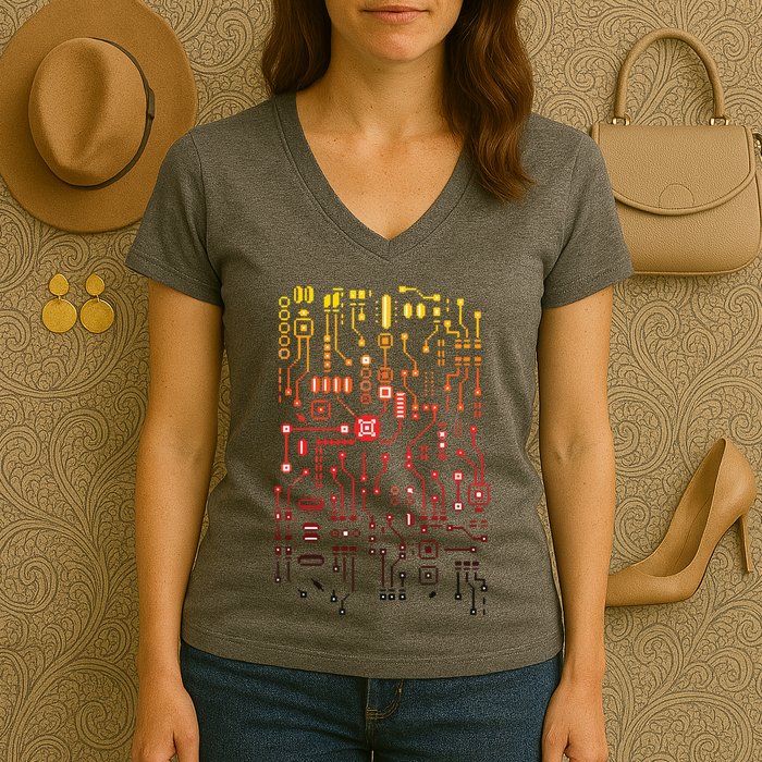 Engineer Computer Circuit Board Engineering CPU Binary Women's V-Neck T-Shirt