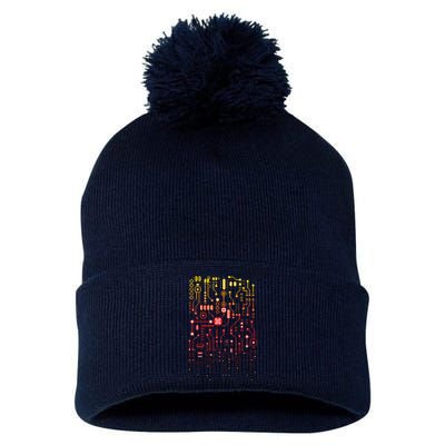 Engineer Computer Circuit Board Engineering CPU Binary Pom Pom 12in Knit Beanie