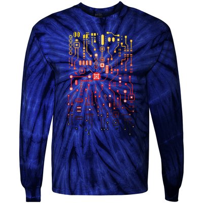 Engineer Computer Circuit Board Engineering CPU Binary Tie-Dye Long Sleeve Shirt