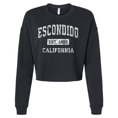 Escondido California Ca Vintage Established Sports Cropped Pullover Crew