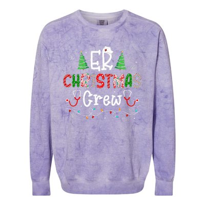 ER Christmas Crew Emergency Room Nurse ER Techs Secretary  Colorblast Crewneck Sweatshirt