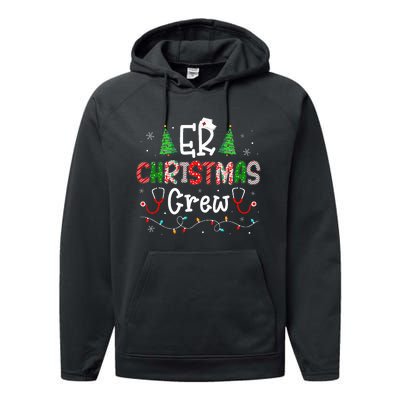 ER Christmas Crew Emergency Room Nurse ER Techs Secretary  Performance Fleece Hoodie