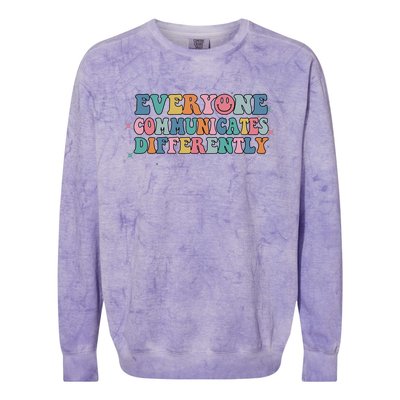 Everyone Communicates Differently Autism Awareness Gift Colorblast Crewneck Sweatshirt